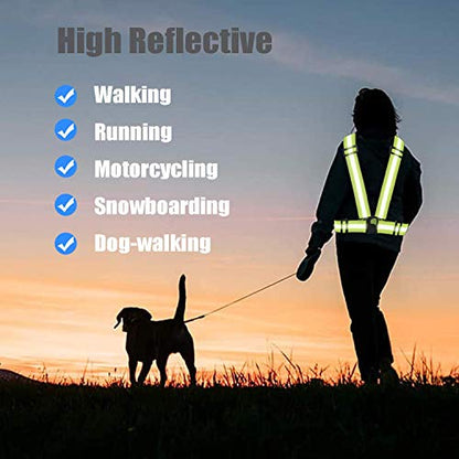 Reflective Vest Running Gear 3Pack, Adjustable Safety Vests High Visible Reflective Belt Straps - color: Green,black,orange