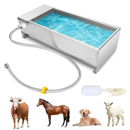 Automatic Livestock Water Trough, 7.5L 304 Stainless Steel Self Filling Pet Water Dispenser for Dog Horse Cow Goat