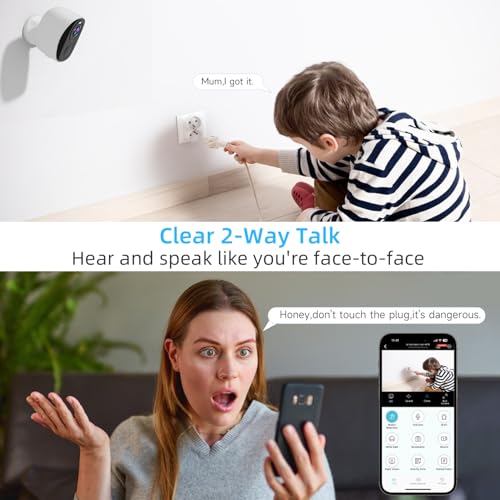 Rraycom 4 Pack 2K Security Cameras Wireless Outdoor, Battery Powered 5GHz/2.4GHz WiFi Cameras for Home Security, AI Motion Detection, Color Night Vision, Siren Alarm, 2-Way Audio, IP65, Cloud/SD,Alexa - color: White