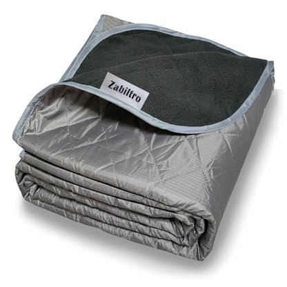 Large Outdoor Waterproof Blanket-Quilted Extra Thick Fleece Windproof Warm Includes Stuff Sack Shoulder Strap Machine Washable,55"x78"-Grey - color: Grey