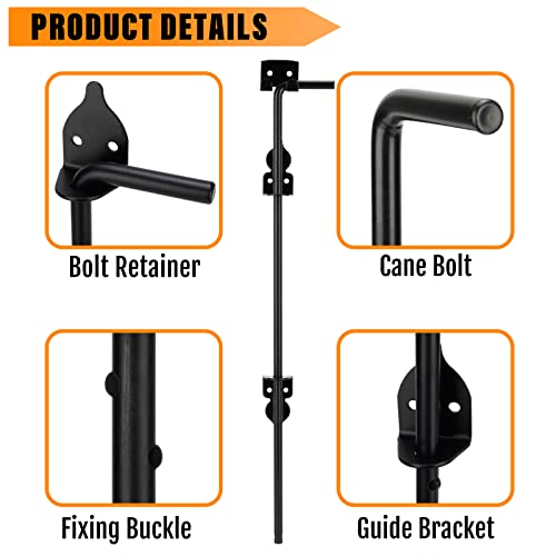 12" Heavy Duty Cane Bolt Gate Drop Rod-Steel Gate Ground Latch Designed for Wood Metal Vinyl Gates or Double Doors Fence Applications-2 Pack - size: 12 Inch-2 Pack
