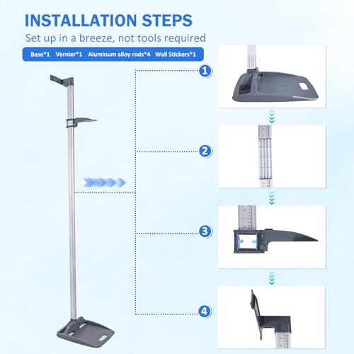 Height Measurement，Medical Portable Stadiometer, Height Rod，Portable Height Measuring Rod(Error Accuracy is Adjustable)，8-85 in/20-217 cm，Used in Homes, Offices, Gyms, Schools, etc
