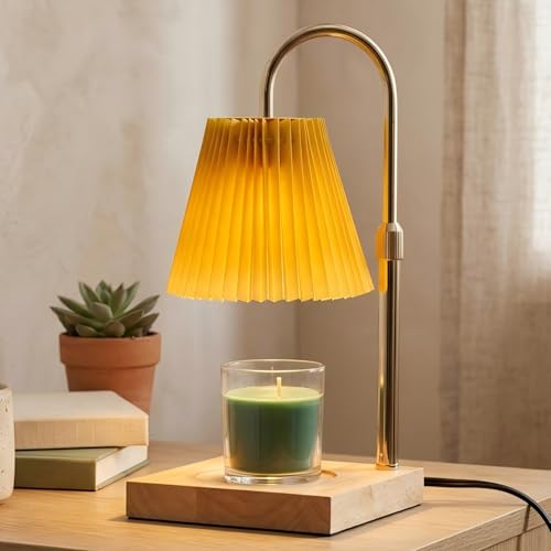 Candle Warmer Lamp with Timer Dimmable,Wax Warmer Lamp with Pleated lampshade,Height Adjustable Candle Warmer with 2 Bulbs,Gifts for Women Mom,House Warming Gifts New Home Bedroom Decor - color: Candle Warmer(bouffancy)