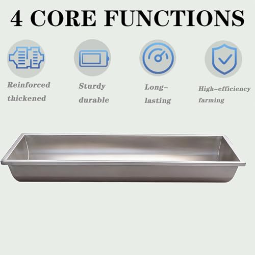 40in 59in 79in Large Water Troughs for Livestock, Horse Duty Watering & Feeding Trough Portable Farm Animal Feeder, 2 in 1 Livestock Feed Trough, Large Capacity Livestock Water,Silver,100cm - size: 100cm
