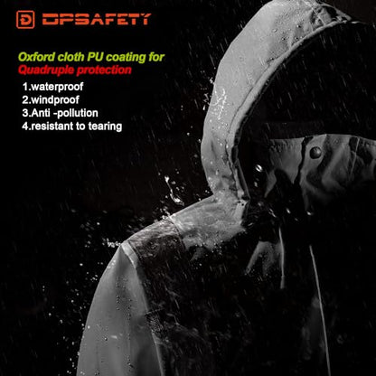 Reflective Jacket, High Visibility Parka, Waterproof Hi Vis, Safety Jacket with Removable Hood and Zipper, ANSI Class 3 (Black,XL) - color: Black-parka, size: X-Large