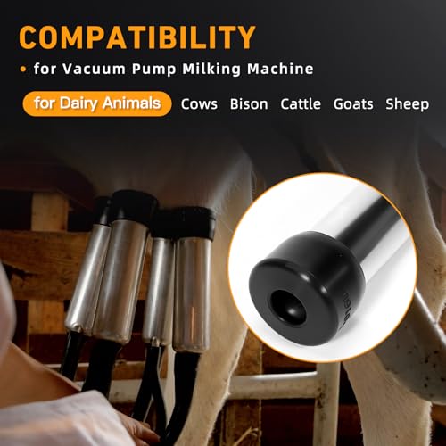 Cow Milking Cluster with 4 Teat Cups, 240CC Milk Claw for Vacuum Pump Milking Machine, Silicone Stainless Steel Milk Cup Set for Cattle, Goats, Sheep, Dairy Farm Milker Equipment