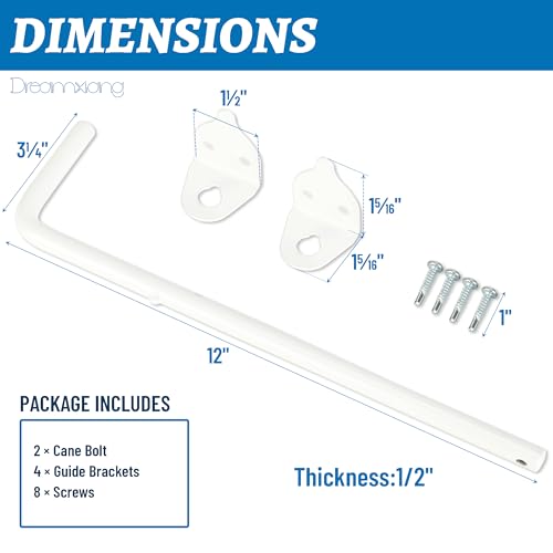 12" Heavy Duty Cane Bolt Gate Drop Rod Hardware Ground Latch for Wood PVC Vinyl Metal Fences Gates, Double Doors, White Solid Steel -1 Pack - size: 12 Inch