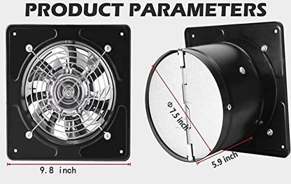 Nalle 6 inch Exhaust Fan 40W 298CFM Through-wall installation Ventilation Fan 110V Exhaust Smoke Fan Ventilation with Power Cord for Kitchen,Bathroom,laundry room,Toilets,Garage (Black