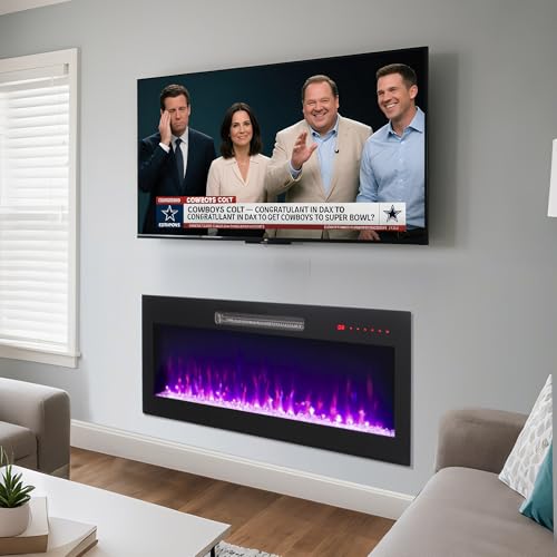 36" Electric Fireplace, Wall Fireplace Electric with Remote Control, 16 Adjustable Flame Colors, Freestanding/Wall Mounted/Recessed, 1400W Fireplace Insert Heater, Timer, Thermostat - size: 36 Inch Standard