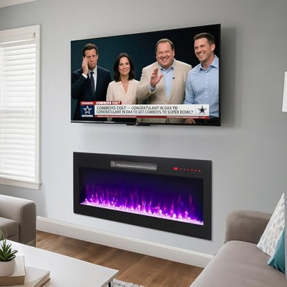 36" Electric Fireplace, Wall Fireplace Electric with Remote Control, 16 Adjustable Flame Colors, Freestanding/Wall Mounted/Recessed, 1400W Fireplace Insert Heater, Timer, Thermostat - size: 36 Inch Standard
