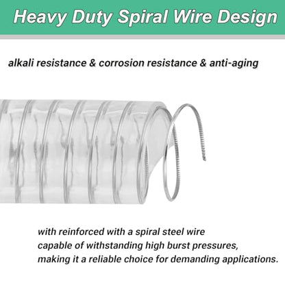 1-1/4"id-50ft PVC Reinforced Tubing Steel Wire Suction Flexible Hose Vinyl Tubing Heavy Duty PVC Vacuum Hose Drain Fuel Oil Gas Water for Marine Bilge Pump Pond Spa - size: 1-1/4"ID, style: 50 feet