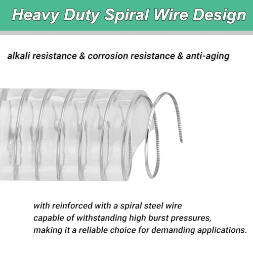 1-1/4"id-5ft PVC Reinforced Tubing Steel Wire Suction Flexible Hose Vinyl Tubing Heavy Duty PVC Vacuum Hose Drain Fuel Oil Gas Water for Marine Bilge Pump Pond Spa - size: 1-1/4"ID, style: 5 feet