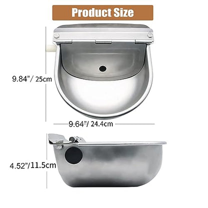 Stainless Steel Livestock Water Bowl with Float Valve Tank,Automatic Farm Water Bowl for Horse, Cow, Goat, Sheep, Dog Drinking Waterer - size: No Pipe