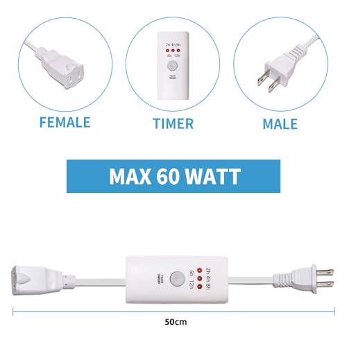 HNB Auto Off Timer for Oil Wax Warmer Burner Indoor Small Appliances Timer Plug for Electrical Outlet, 5 Setting 12 Hours Timed Power Switcher (Auto Off Timer-5D-0.5m-1pc)