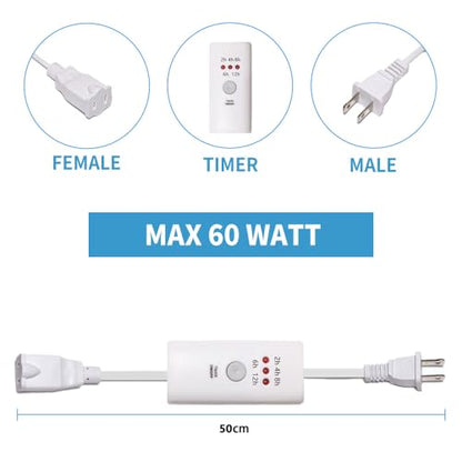 HNB Auto Off Timer for Oil Wax Warmer Burner Indoor Small Appliances Timer Plug for Electrical Outlet, 5 Setting 12 Hours Timed Power Switcher (Auto Off Timer-5D-0.5m-1pc)