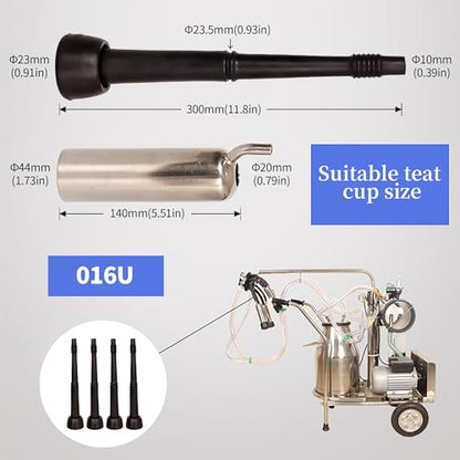 4 Pcs 016U Milking Machine Liners Replacement 300mm, Black Soft Rubber Teat Cup Liners Non-Toxic Hygienic for Cow Milking Machine, Fit Ø44mm Cup Shell for Dairy & Livestock - size: 016U 300mm Fit Ø44mm