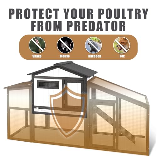 130" Large Chicken Coop with Run, 2-Story Wooden Hen House with Weatherproof Roof & Nesting Box, Outdoor Poultry Cage for 4-8 Chickens, Ducks & Rabbits with Removable Tray & Ramp - size: 130.0"L x 26.0"W x 39.0"H
