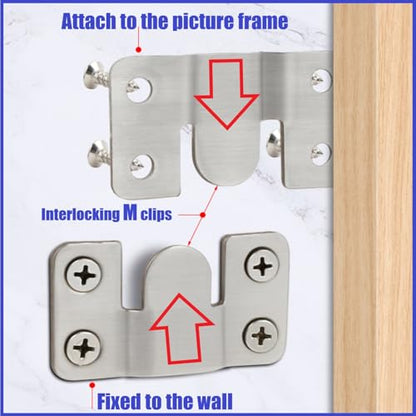 French Cleat Hanger Kit- 6 Sets Picture Hanging Jig with Screws,Bird House Bird Feeder Hanger For Outside,Art Gallery Wall Flush Mount Heavy Duty Picture Hanging Hanger ,Stainless Steel Shelf Brackets - color: Silver