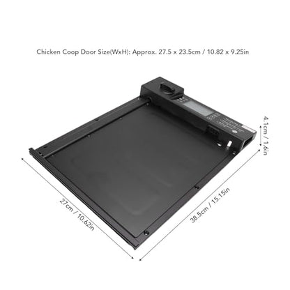 Aramox Light Sensor Automatic Chicken Coop Door, Solar Powered with Safety Mechanism & Weatherproof Design, Timer Reminder for Poultry