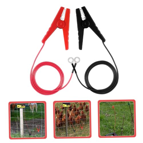 2pcs Electric Fence Jump Cable with Alligator Clips Durable Copper and Wire for Solar Powered Electric Fence Systems and Testing Black and Red Clips Included