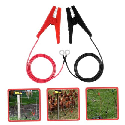 2pcs Electric Fence Jump Cable with Alligator Clips Durable Copper and Wire for Solar Powered Electric Fence Systems and Testing Black and Red Clips Included