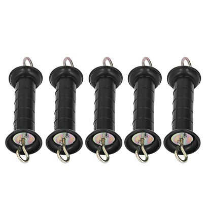 4Pcs Electric Fence Gate Handle, Black Steel PP Insulated Grip Bar for Pasture Ranch Spring Connector