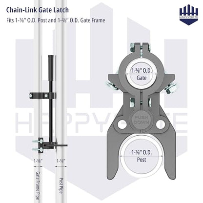 Pool Gate Latch, Auto Pool Gate Safety Latch for Chain Link Fence, Push Style Pool Gate Lock Chain Link Fence Gate Latch for Metal Gates, Outdoor Pool Safety (1-3/8"x1-7/8") - size: 1-3/8"x1-7/8"