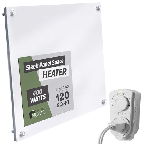 EconoHome Convection Wall Heater with Thermostat - 400W Electric Wall Mounted Space Heater Panel - Updated Model, 120V - Heats Rooms up to 120 Sq Ft - size: 400W