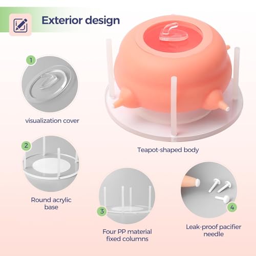 200ml Silicone Multi-Pet Milk Feeder with 4 Nipples(Pink) | Feeds 4 pets at once! Silicone, Stable base, Smooth milk flow. Leak-proof needles seal unused nipples. Includes syringe. - color: Pink, size: 200ml