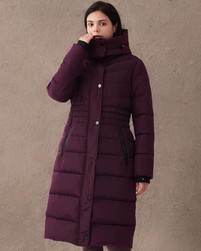 IKAZZ Winter Coats For Women, Long Length Thick Puffer Style, Water-Repellent Fabric, Keeps You Dry and Warm in Rainy or Snowy Weather, Adds Volume and Warmth to Your Winter Wardrobe, Purple XS