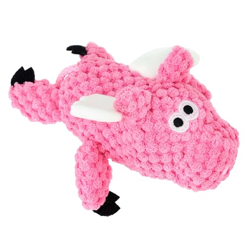 goDog Checkers Just for Me Flying Pig Squeaky Plush Dog Toy with Chew Guard Technology, Durable Fabric & Squeaker for Active Play, Pink, Mini - color: Flying Pig (Pink), size: Mini