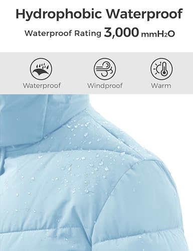 wantdo Women's Long Hooded Winter Coat Warm Quilted Puffer Jacket(Available in Plus Size) - color: Light Blue, size: Small