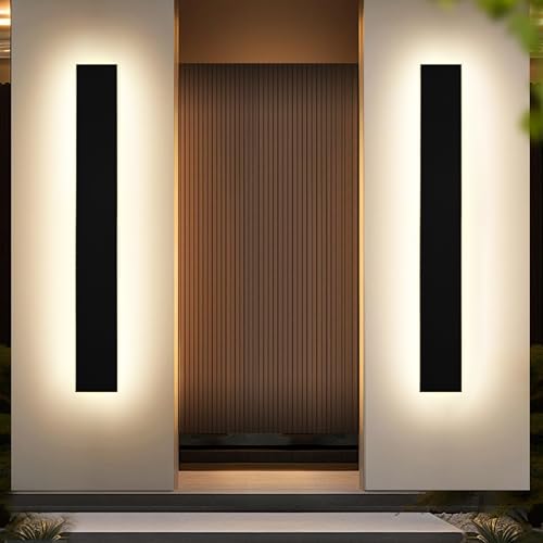 2PCS 40in Long LED Outdoor Wall Lights Dimmable Outdoor Wall Sconce 30W LED Linear Exterior Light Fixture for House Garage Courtyard, 3000K-6000k, Suit for US Standard Junction Box - size: 40in