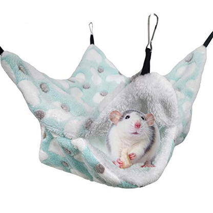 LEFTSTARER Bunkbed Sugar Glider Hammock, Ferret Beds, Small Pet Cage Accessories - Chinchilla, Hamster Bedding (Green-Heart, Medium) - color: Z-Green-Heart-M