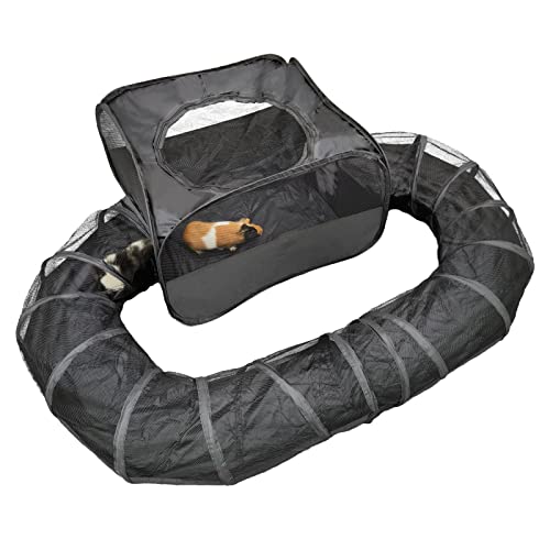 Guinea Pigs Playpen with Surround Tunnel,Pop Open Tent with Tube for Dwarf Rabbits,Chinchilla,Ferret and Other Small Animals to Run and Exercise Indoor or Outdoor (Playpen with Tunnel) - style: Playpen with Tunnel