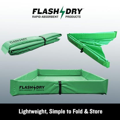 FLASHDRY Portable Spill Containment Berm, Folding Duck Pond 4' x 4', Reusable Oil, Fuel & Chemical Spill Containment Tray, UV-Resistant PVC, Heavy-Duty, Quick & Easy Setup, Garage & Industrial Use - color: Light Green