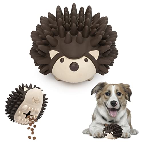 Bella Boo Pets Interactive Dog Toy for Strong Chewers - Freddy The Hedgehog All-in-One Treat Ball + Food Dispensing Slow Feeder Dog IQ Puzzle + Dental Chew Toy for Medium and Large Breed Dogs (Brown) - color: Brown