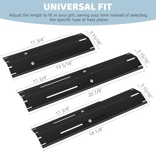 Universal Porcelain Steel Adjustable Grill Heat Plates Heat Tents Heat Shields Grill Burner Cover,Compatible with Charbroil, Nexgrill, Brinkmann, Dyna Glo etc.,Extends from 11.75" up to 21" L,5 Pack - size: Porcelain Enameled 5-Pack