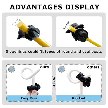 Mingya 25 Pcs Electric Fence Insulators Round Post Clips Electric Wire Insulators Holding for Pig Tail Fiberglass Electric Fence Post - size: 25 pcs