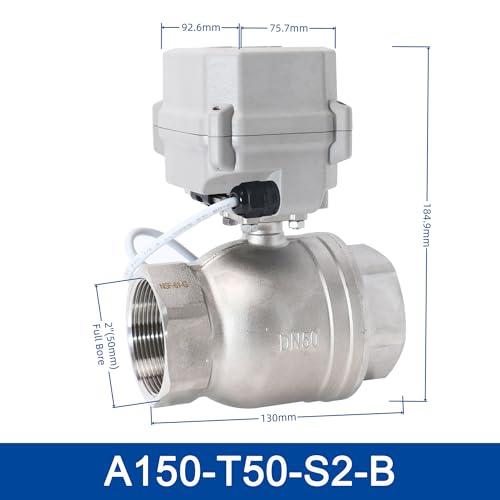 DC 12V 2-Way Motorized Ball Valve NPT 2'' Electric Ball Valve CR2-01 with Manual Override & Indicator Stainless Steel 304 - color: A150-T50-SS