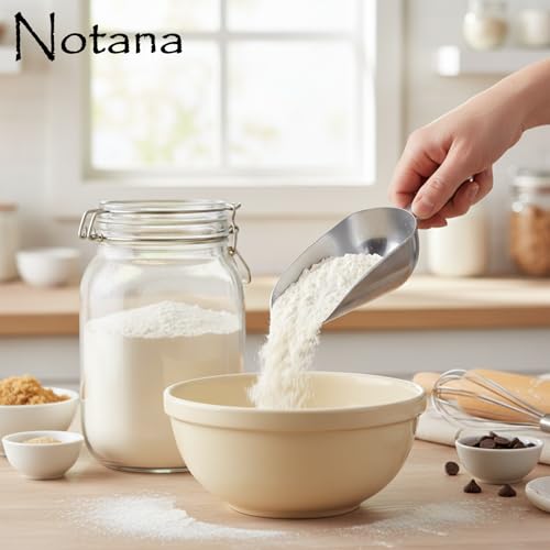 Aluminum Scoop for Ice and Flour - Metal Scooper for Canisters, Dry Goods, Sugar - Small Kitchen Food Scoop for Freezer, Ice Machine, Pet Food - Hand Scoopers