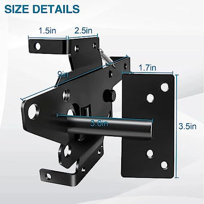 Self Locking Gate Latch and Gate Hinges Set Heavy Duty Hardware Hinges for Vinyl and Wood Fence with Installation Screws and Swing Adjuster Tool Heavy Duty 1 Gate Latch 2 Gate Hinge