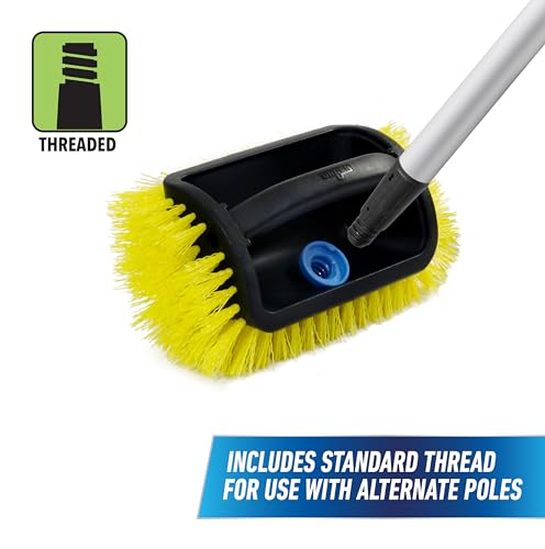 Unger Professional Lock-On 4-Sided Outdoor Scrub Brush, Compatible with Threaded Poles, Stiff Bristle Scrubbing, Cleaning Supplies for Decks, Stairs, Garage Floors, and Driveways - size: (Pack of 1)