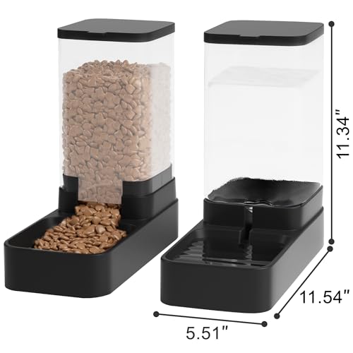 Automatic Cat Feeder and Water Dispenser in Set with Pet Food Bowl,Gravity Dog Waterer and Food Feeder for Small Medium Dog Cat Puppy Kitten Large Capacity(3.8L,Black) - size: 3.8L