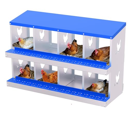 Nesting Boxes for Chickens - 8-Hole Premium Laying Boxes for Hens | Features Anti-Peck Design, Protecting Eggs & Space-Saving Style | Durable Nesting Box for Easy Egg Collection and Happy Hens - color: Blue, size: 8 compartments, without bracket