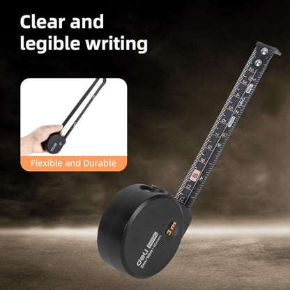DELI Tape Measure 10ft/3m, Small Retractable Metric Tape Measure Easy Read，Non-Slip Rubber Back, Precise Measurement, Durable Portable Pocket Measuring Tape, Suitable for Home and Work - size: 3 m