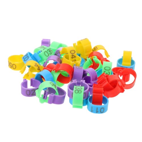 Toyvian 50pcs Chicken Leg Bands Waterproof Identification Rings for Poultry Color-Coded for Easy Sorting Sturdy Leg Tags for Chickens and Pigeons