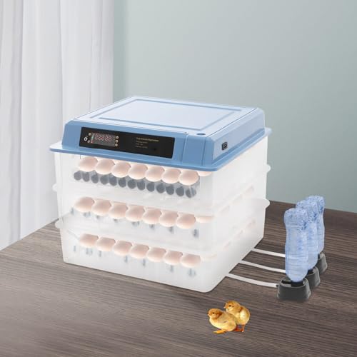 192 Eggs Incubator, Automatic Digital Poultry Hatcher with LED Display, 3-Tier Egg Turner for Chicken Duck Goose Eggs, Temperature & Humidity Control, Clear View Window