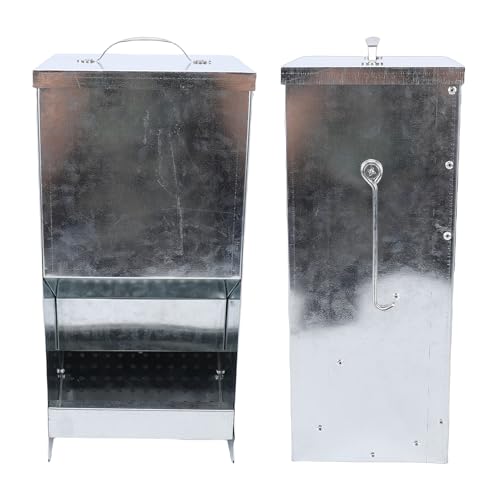 Focket Rabbit Feeder, Large Capacity Rain Proof Galvanized Metal Feeder, Outdoor Poultry with Rain Cover for Yard Garden