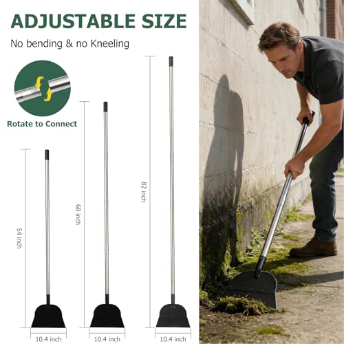 Floor Scraper Multifunctional Garden Shovel with 82” Adjustable Handle & Sharp Blade Heavy Duty All Steel Flat Shovel for Sidewalks Lawn Driveway Garden Weed Ice Dirt Moss Removal